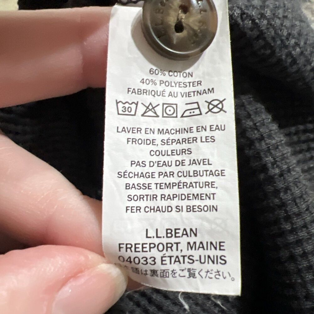 L.L. Bean Shirt Mens LG-Tall Black Waffle Thermal Henley Long Sleeve Pocket Knit - Picture 10 of 14